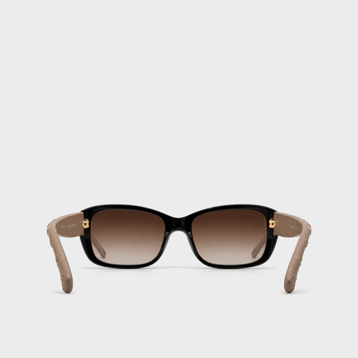 Black & Beige Leather Quilted Sunglasses Chanel