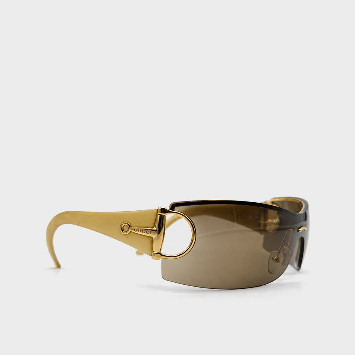 Gold Horsebit Shield Sunglasses Gucci