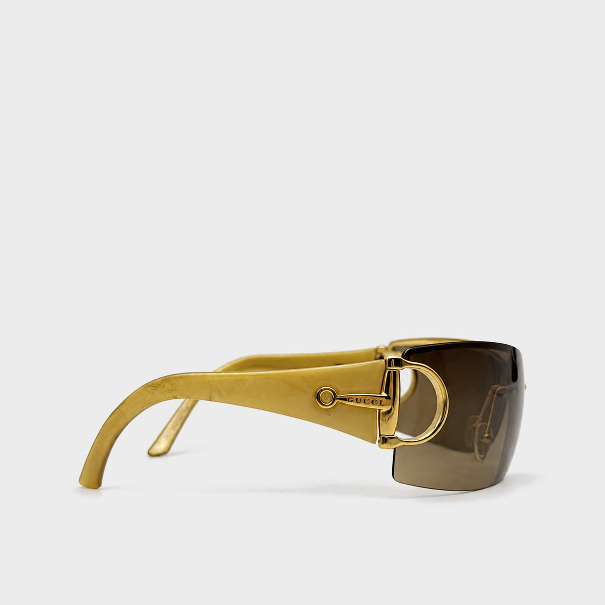 Gold Horsebit Shield Sunglasses Gucci