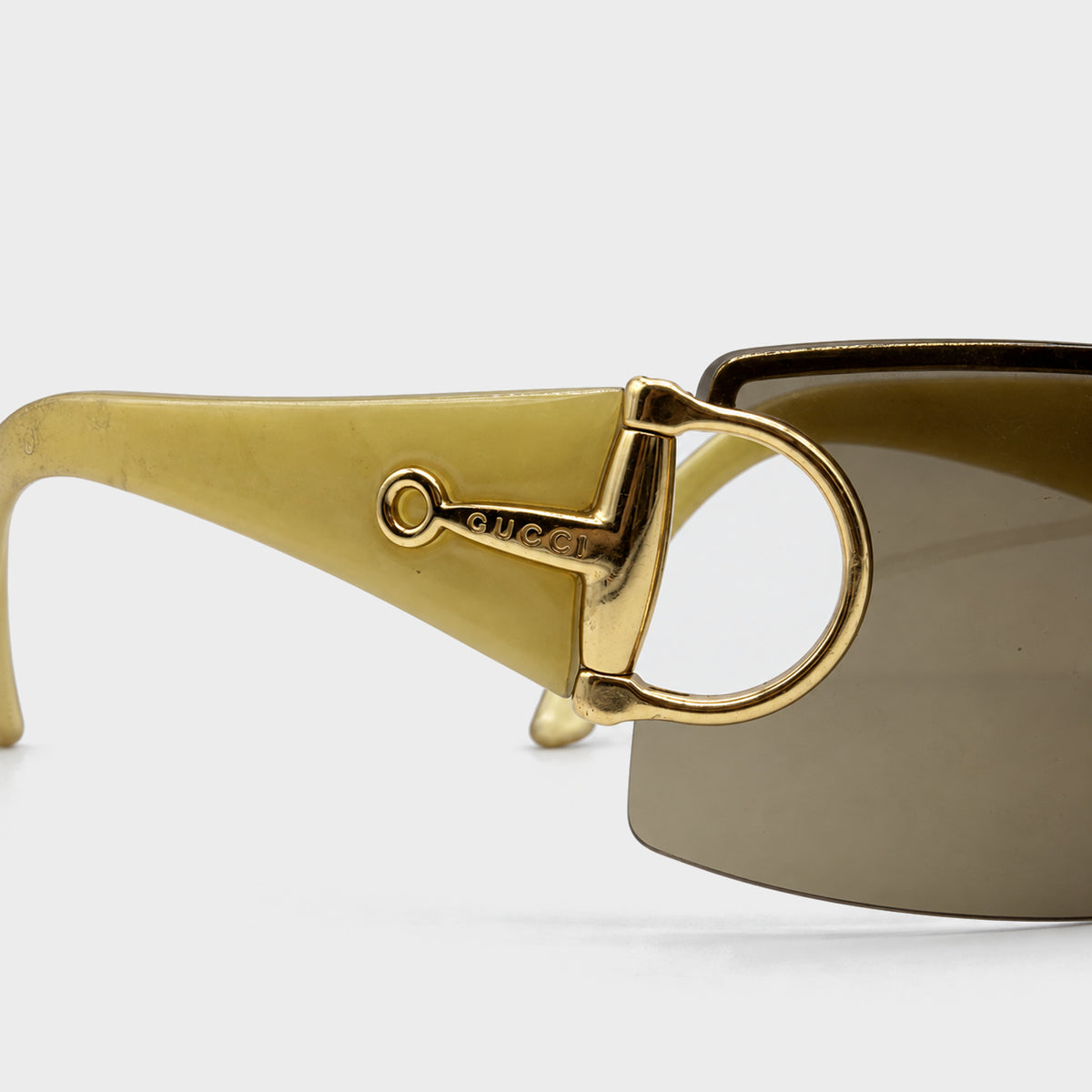 Gold Horsebit Shield Sunglasses Gucci