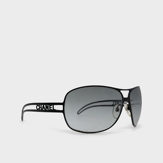 Black Logo Aviator Sunglasses Chanel