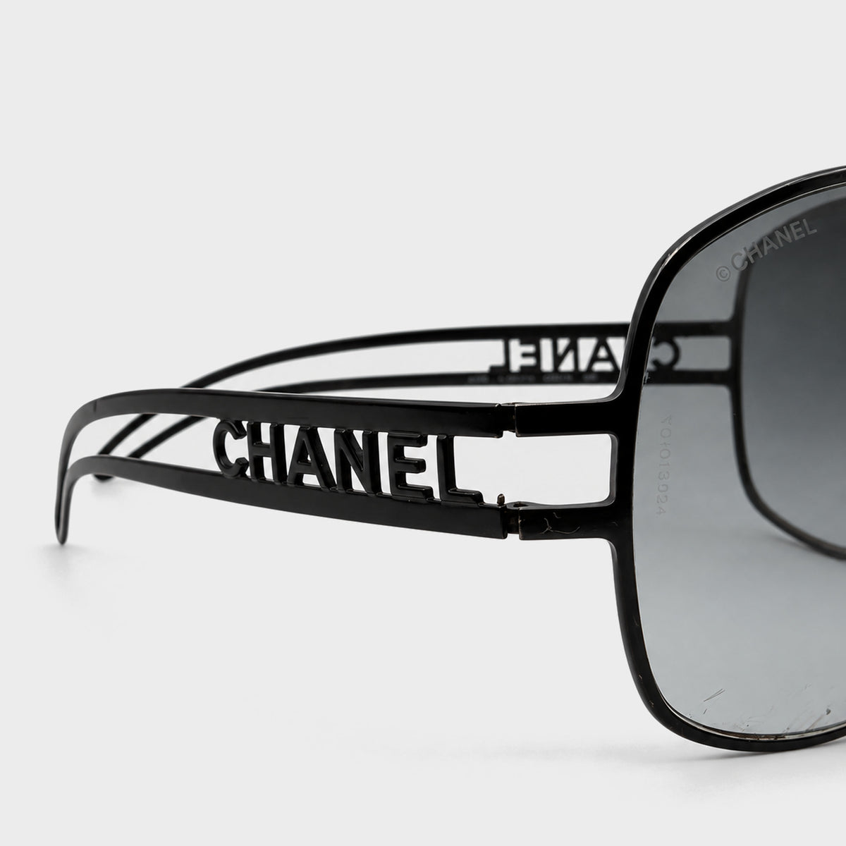 Black Logo Aviator Sunglasses Chanel