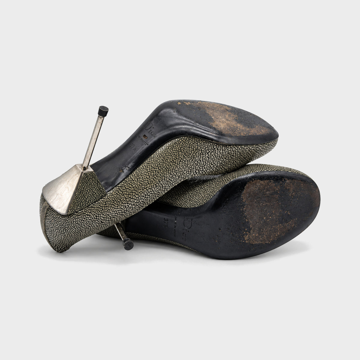 Dark Green Textured Pumps Christian Dior Circa 2000s