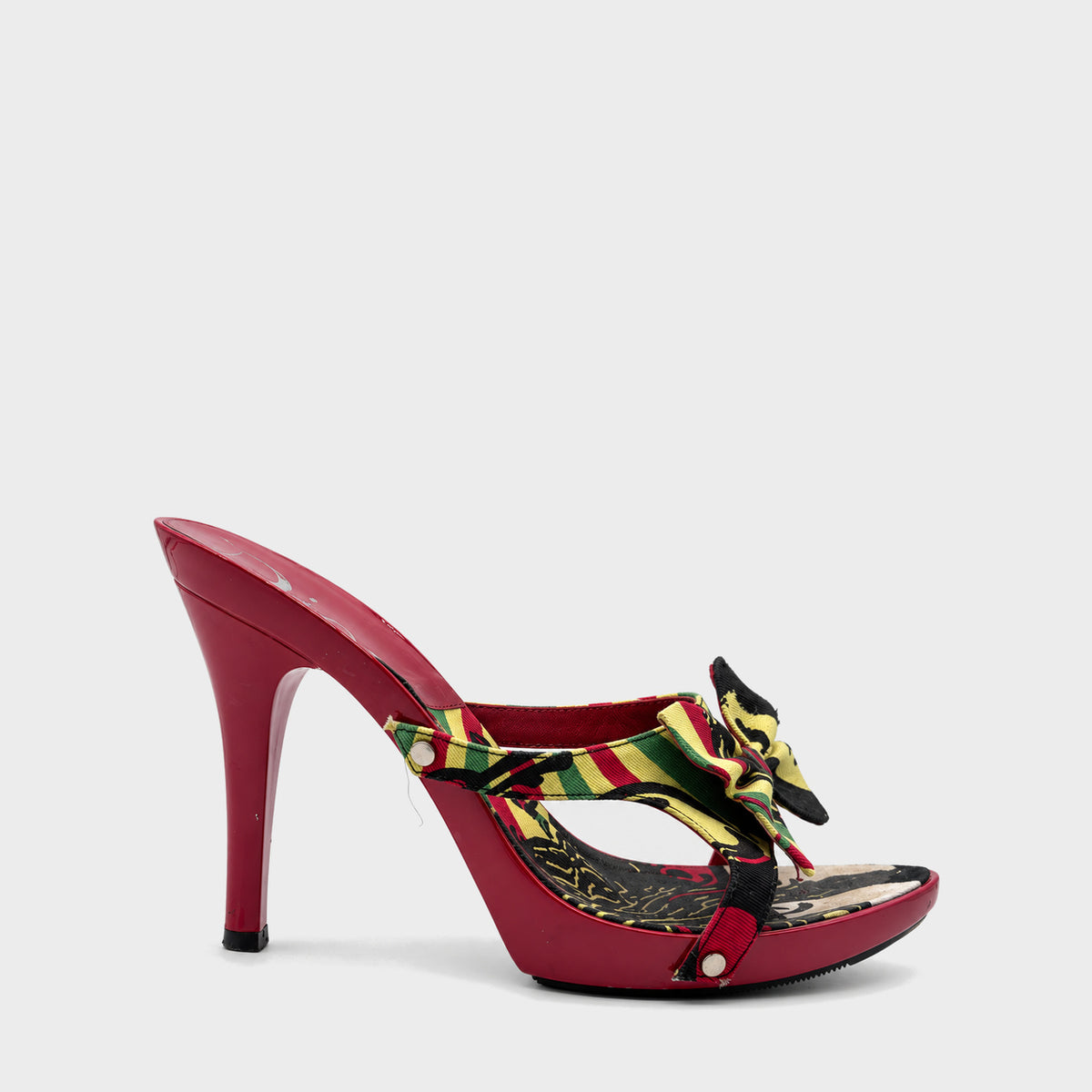 Red Rasta Bow Platform Mules Christian Dior FW 2004 by John Galliano