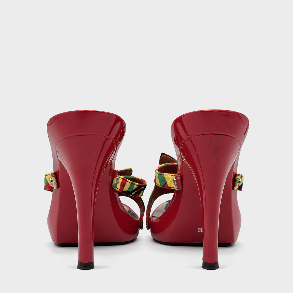 Red Rasta Bow Platform Mules Christian Dior FW 2004 by John Galliano