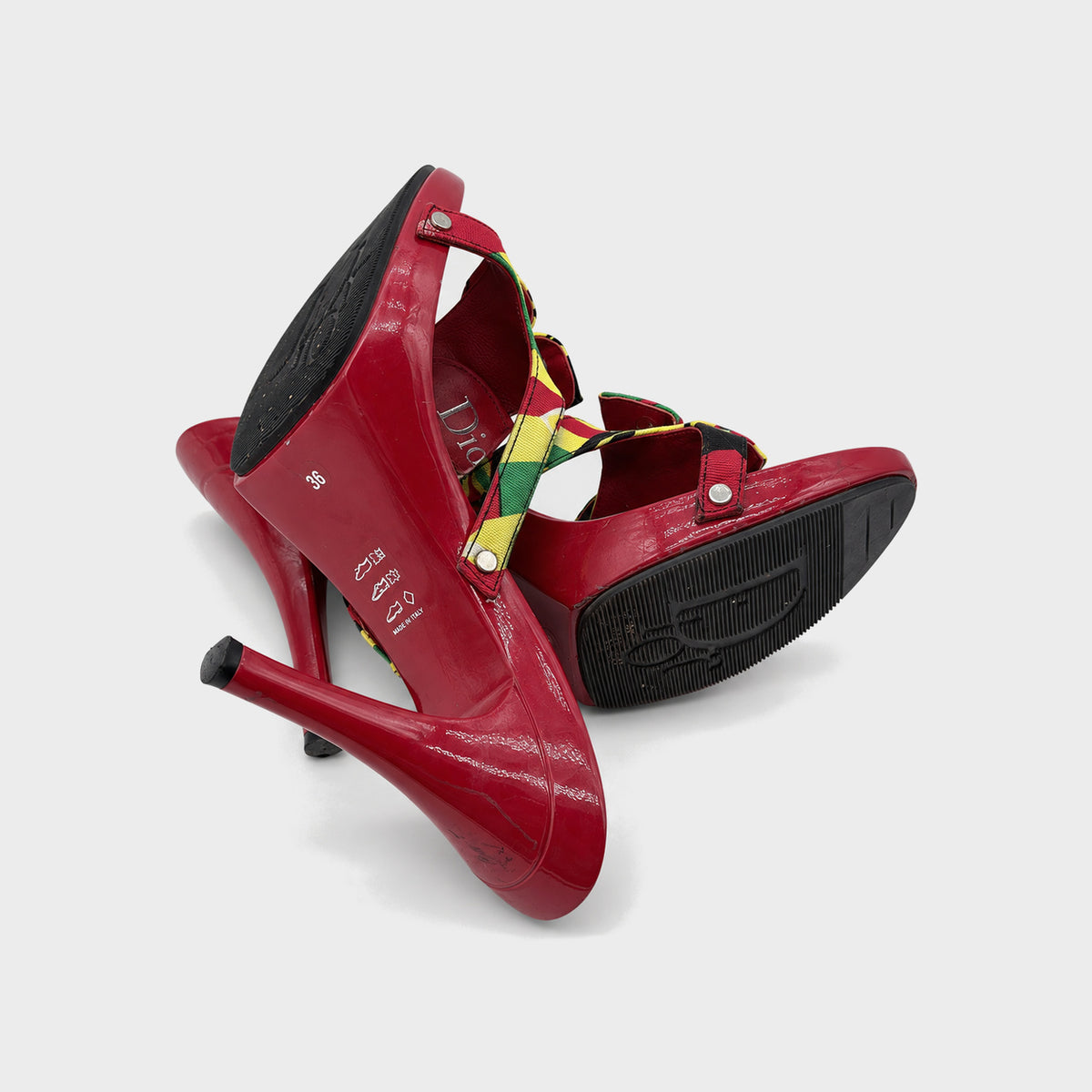 Red Rasta Bow Platform Mules Christian Dior FW 2004 by John Galliano