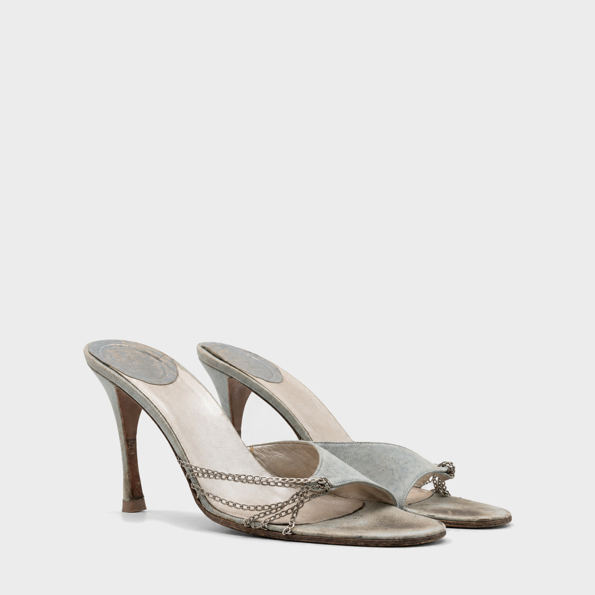 Light Blue Denim Chain Mules Christian Dior by John Galliano