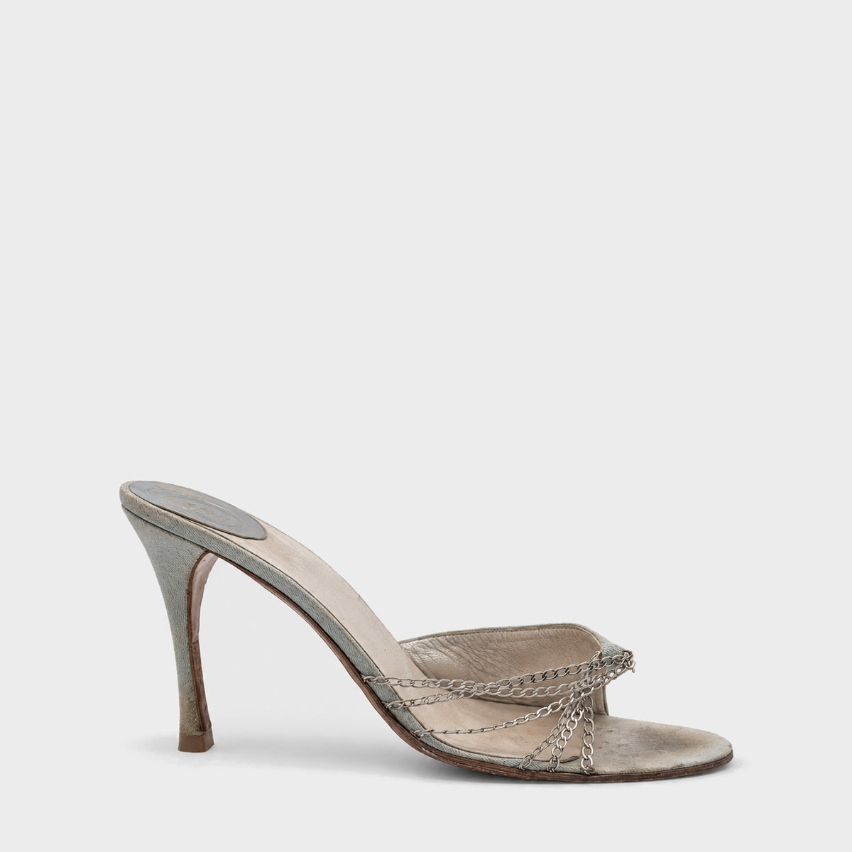 Light Blue Denim Chain Mules Christian Dior by John Galliano