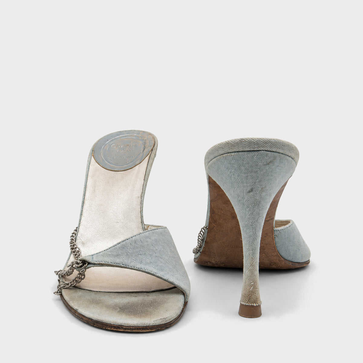 Light Blue Denim Chain Mules Christian Dior by John Galliano