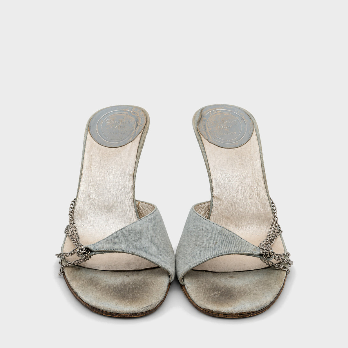 Light Blue Denim Chain Mules Christian Dior by John Galliano