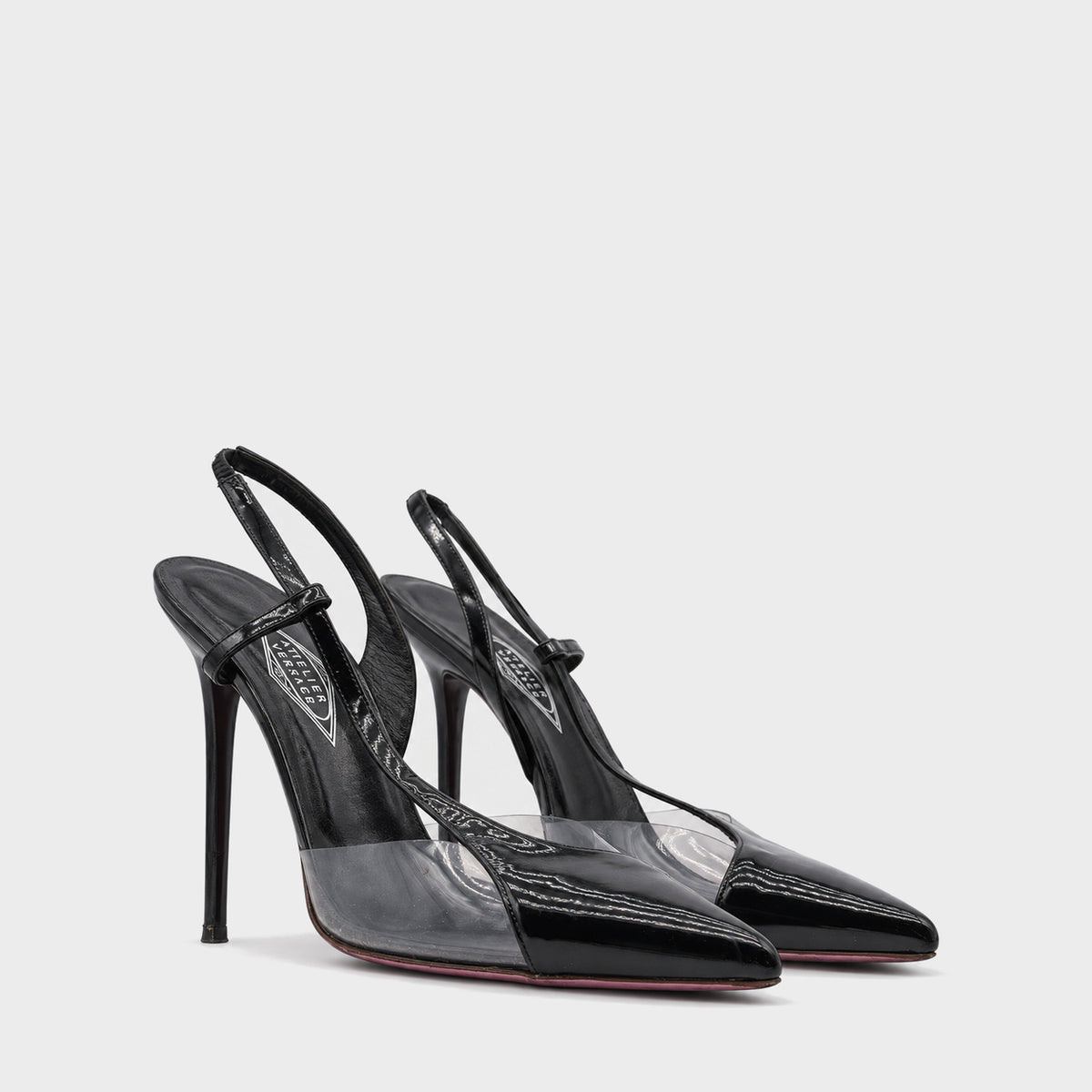 Black Patent & PVC Slingback Pumps Atelier Versace