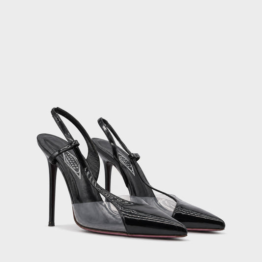 Black Patent & PVC Slingback Pumps Atelier Versace