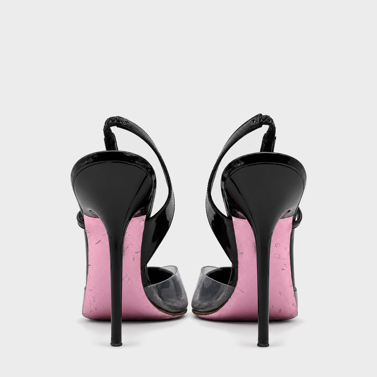 Black Patent & PVC Slingback Pumps Atelier Versace