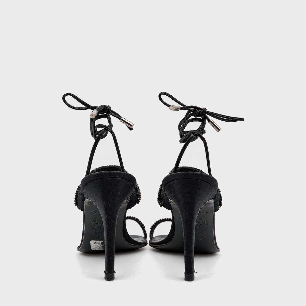 Black Crystal-Strap Sandals Gianni Versace