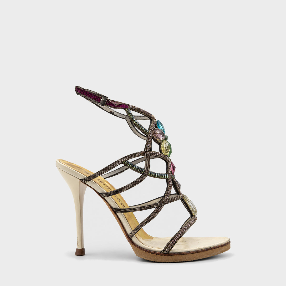 Multicolor Crystal Cage Sandals Gianmarco Lorenzi Circa 2000s