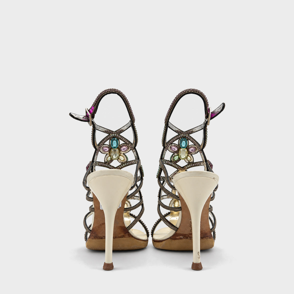 Multicolor Crystal Cage Sandals Gianmarco Lorenzi Circa 2000s