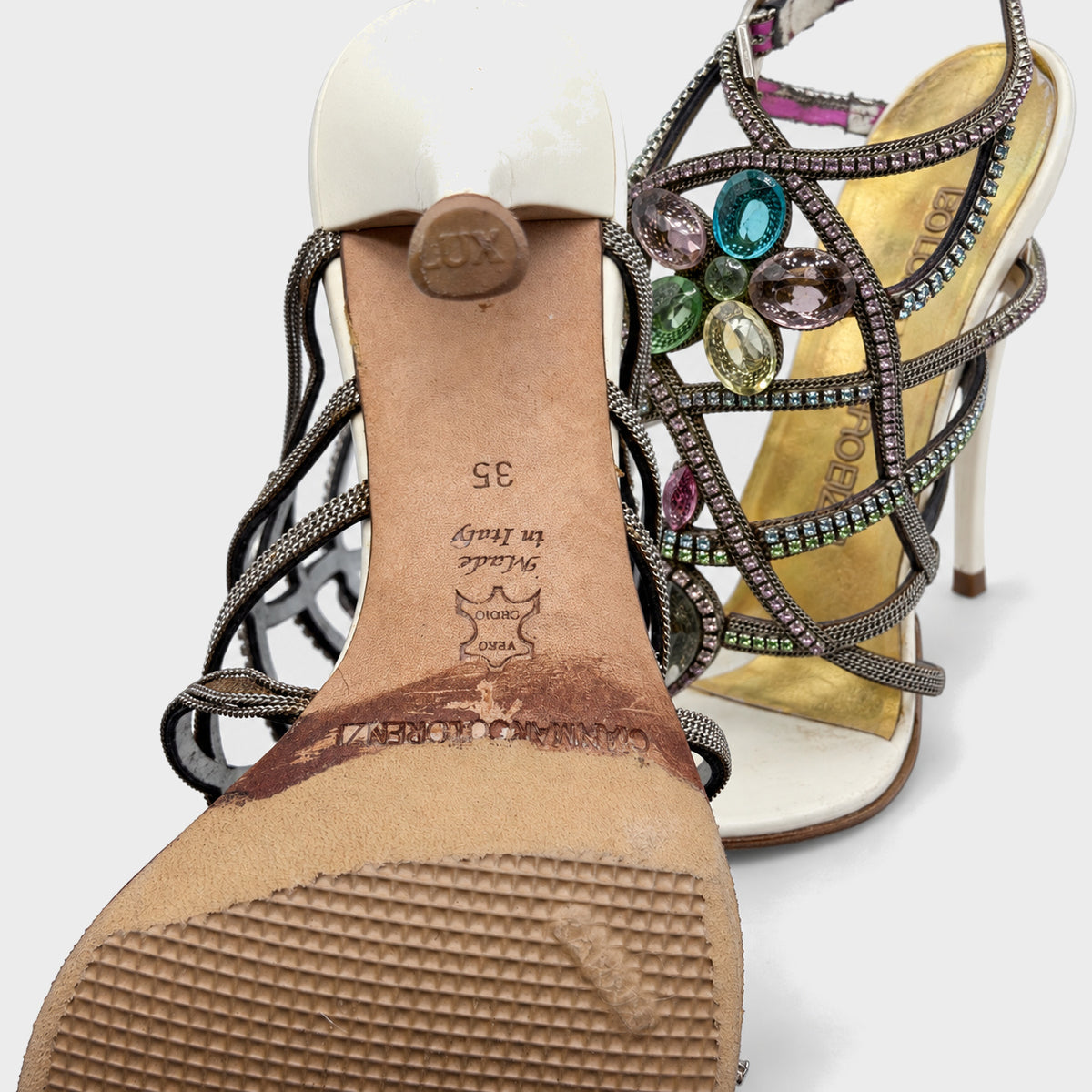 Multicolor Crystal Cage Sandals Gianmarco Lorenzi Circa 2000s