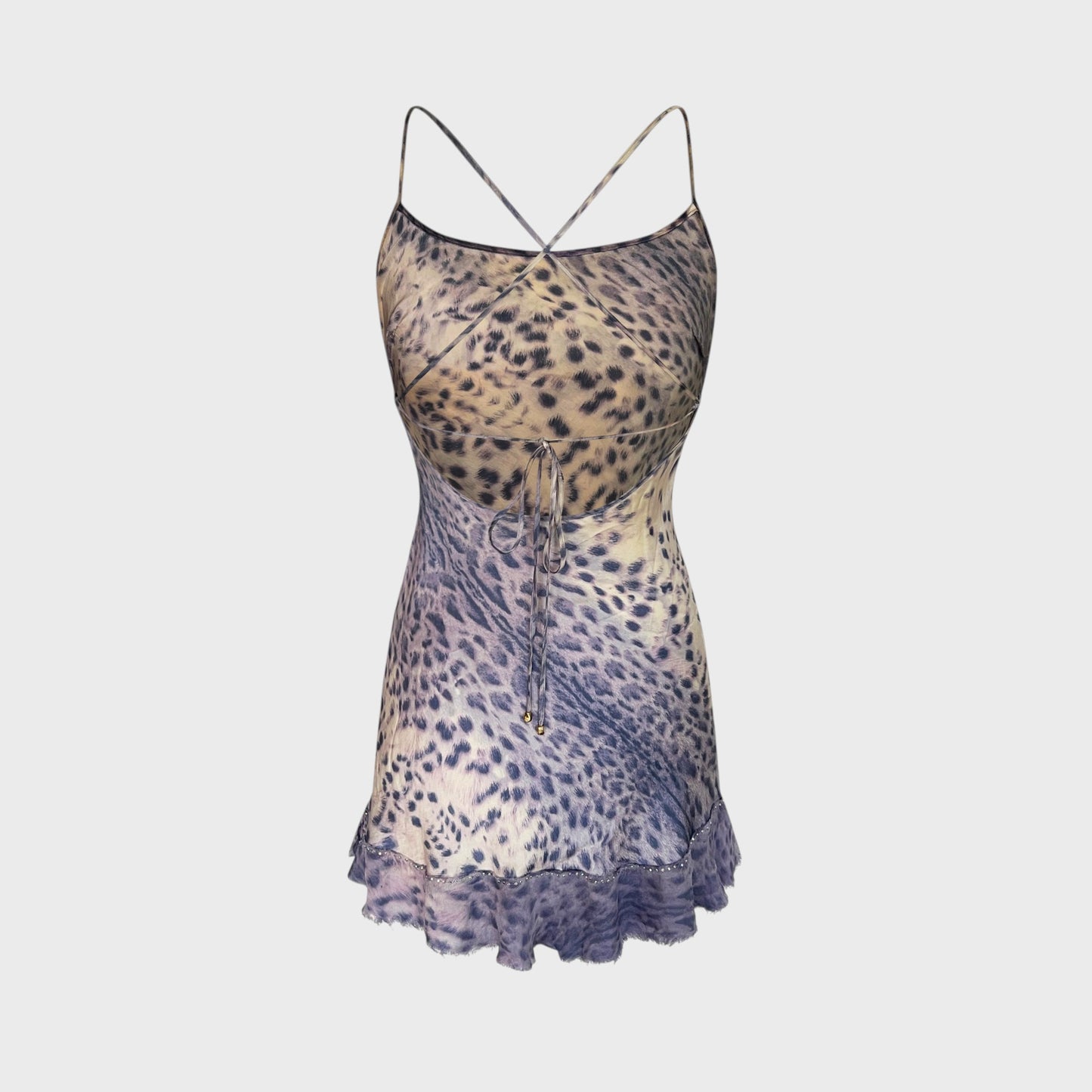 Purple Leopard Silk Mini Dress Roberto Cavalli SS 2000