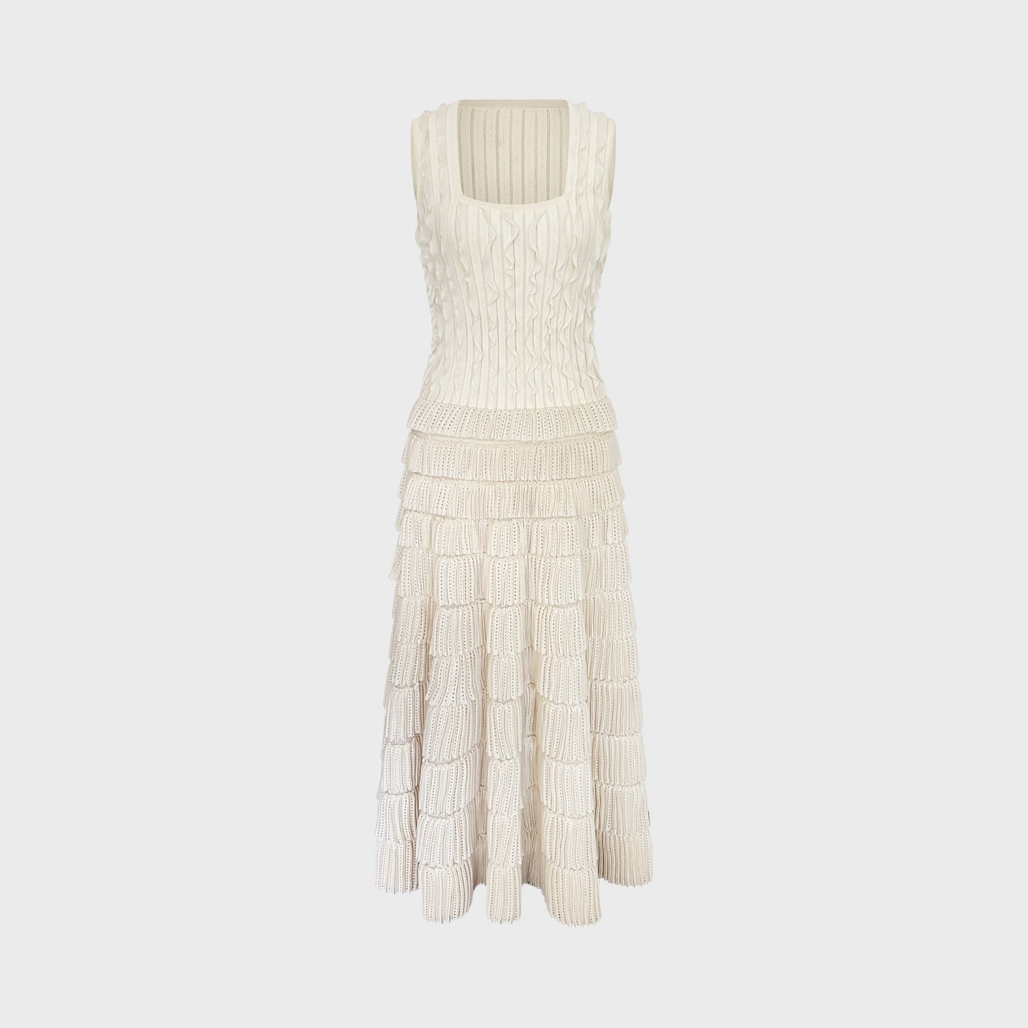 Ivory Ruffled Knit Dress Alaïa FW 2021