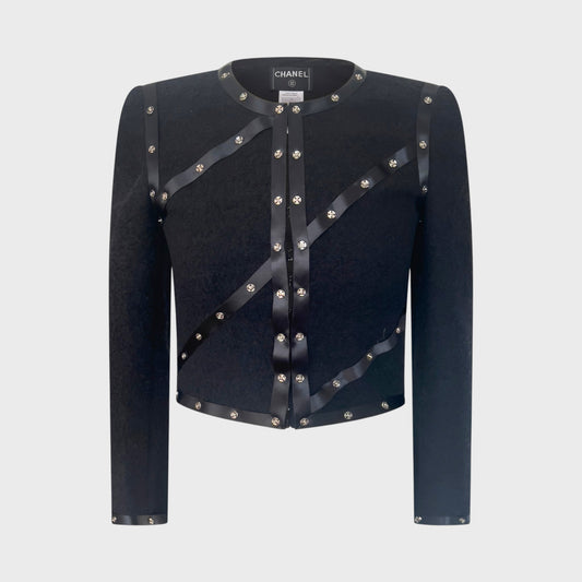 Black Wool Snap Detail Jacket Chanel FW 2003 by Karl Lagerfeld