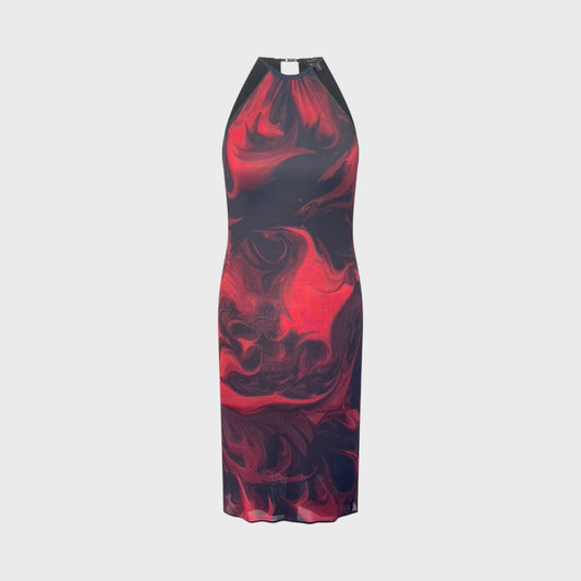 Red & Black Lava Print Dress Gucci SS 2001 by Tom Ford