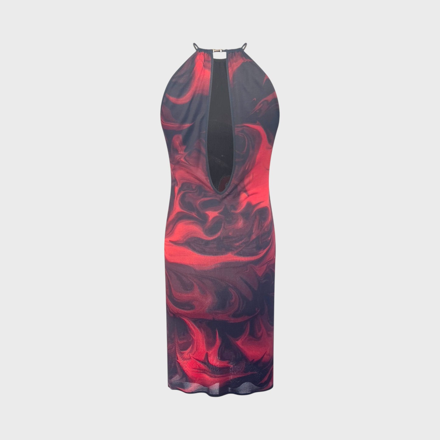 Red & Black Lava Print Dress Gucci SS 2001 by Tom Ford