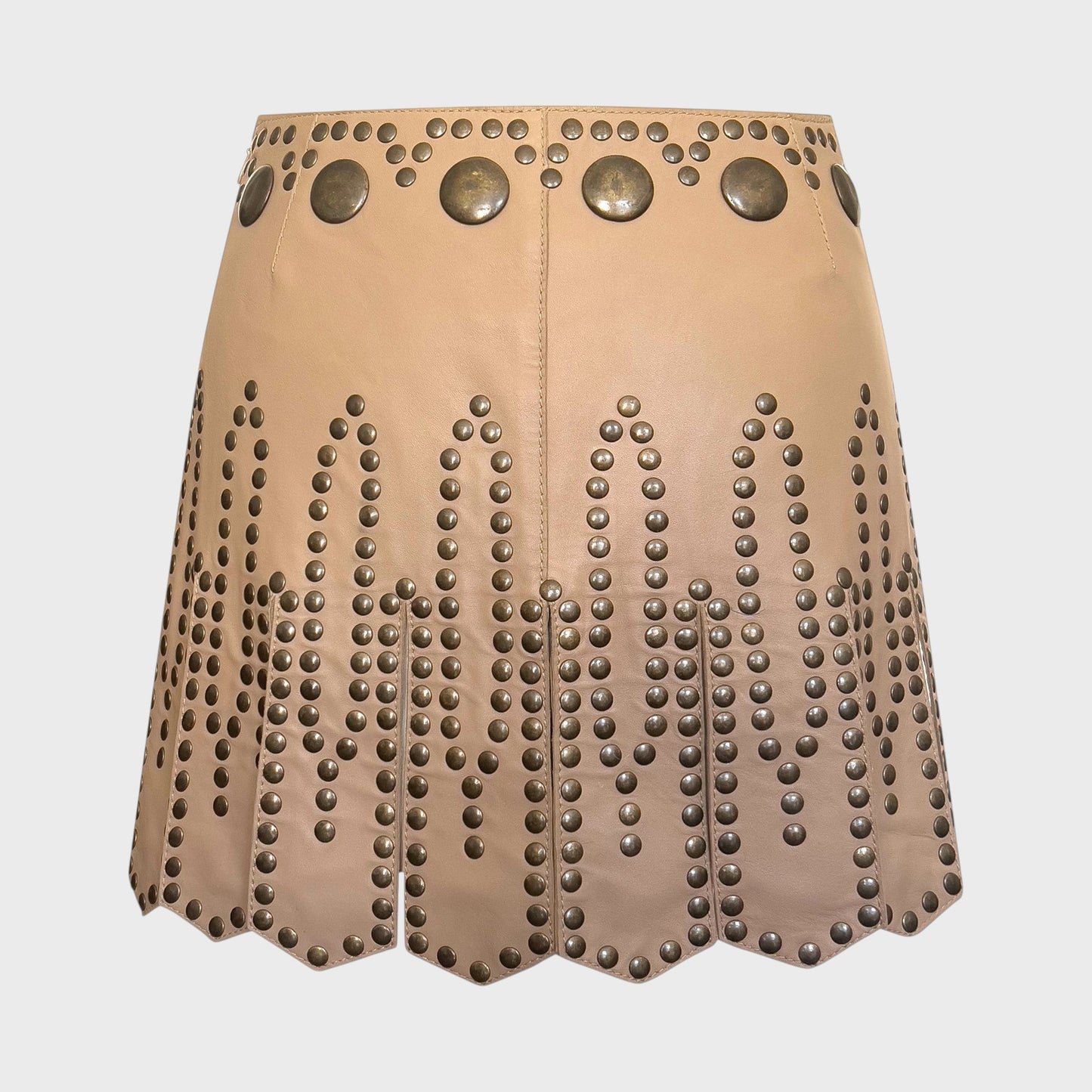 Beige Studded Leather Mini Skirt Dolce & Gabbana SS 2003