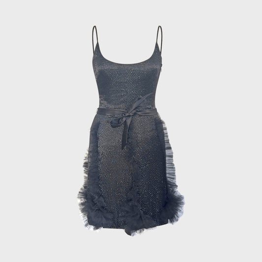 Black Beaded Cocktail Dress Valentino 2000s
