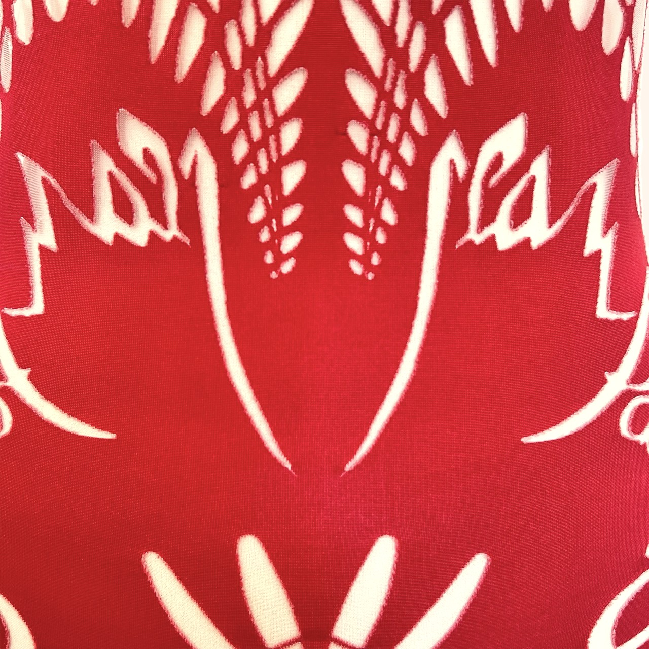 Red Art Nouveau Sheer Cutout Tank Dress Jean Paul Gaultier SS 2001