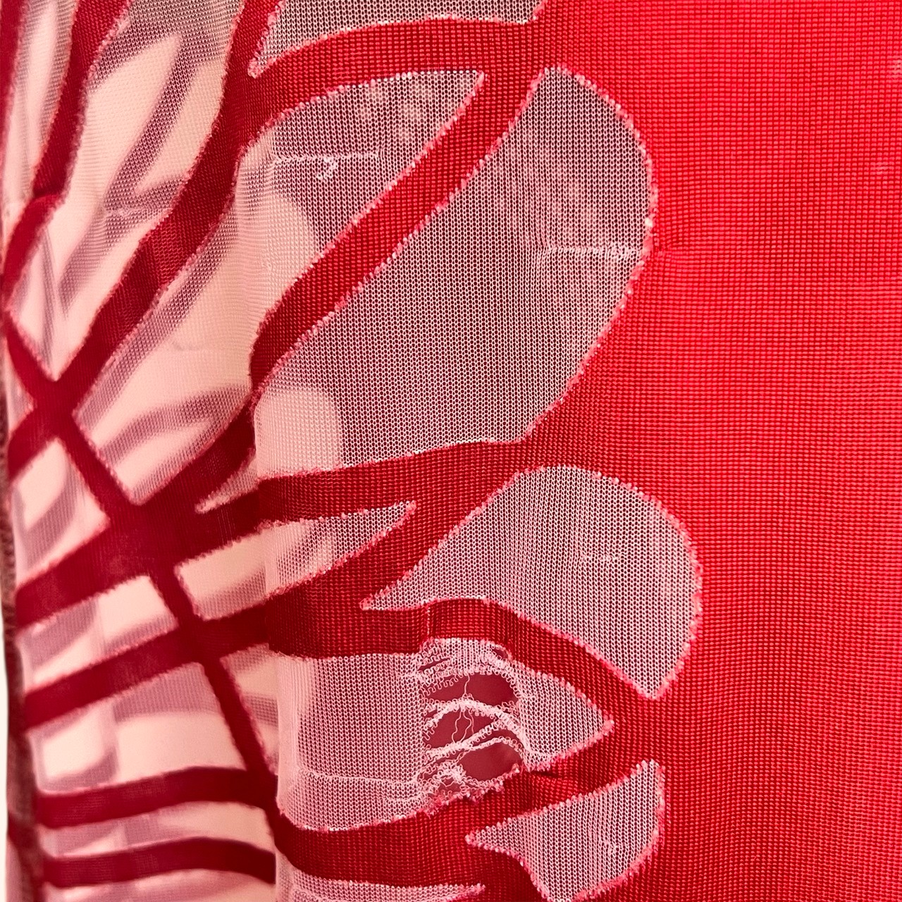 Red Art Nouveau Sheer Cutout Tank Dress Jean Paul Gaultier SS 2001