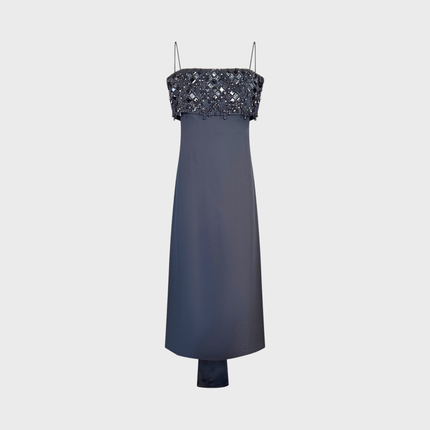 Square Neckline Black Evening Gown Valentino 2000s