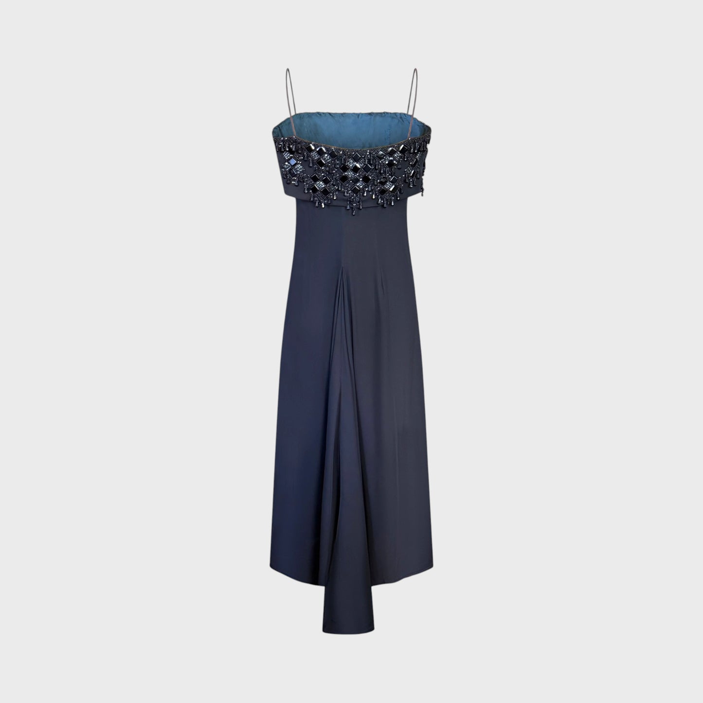 Square Neckline Black Evening Gown Valentino 2000s