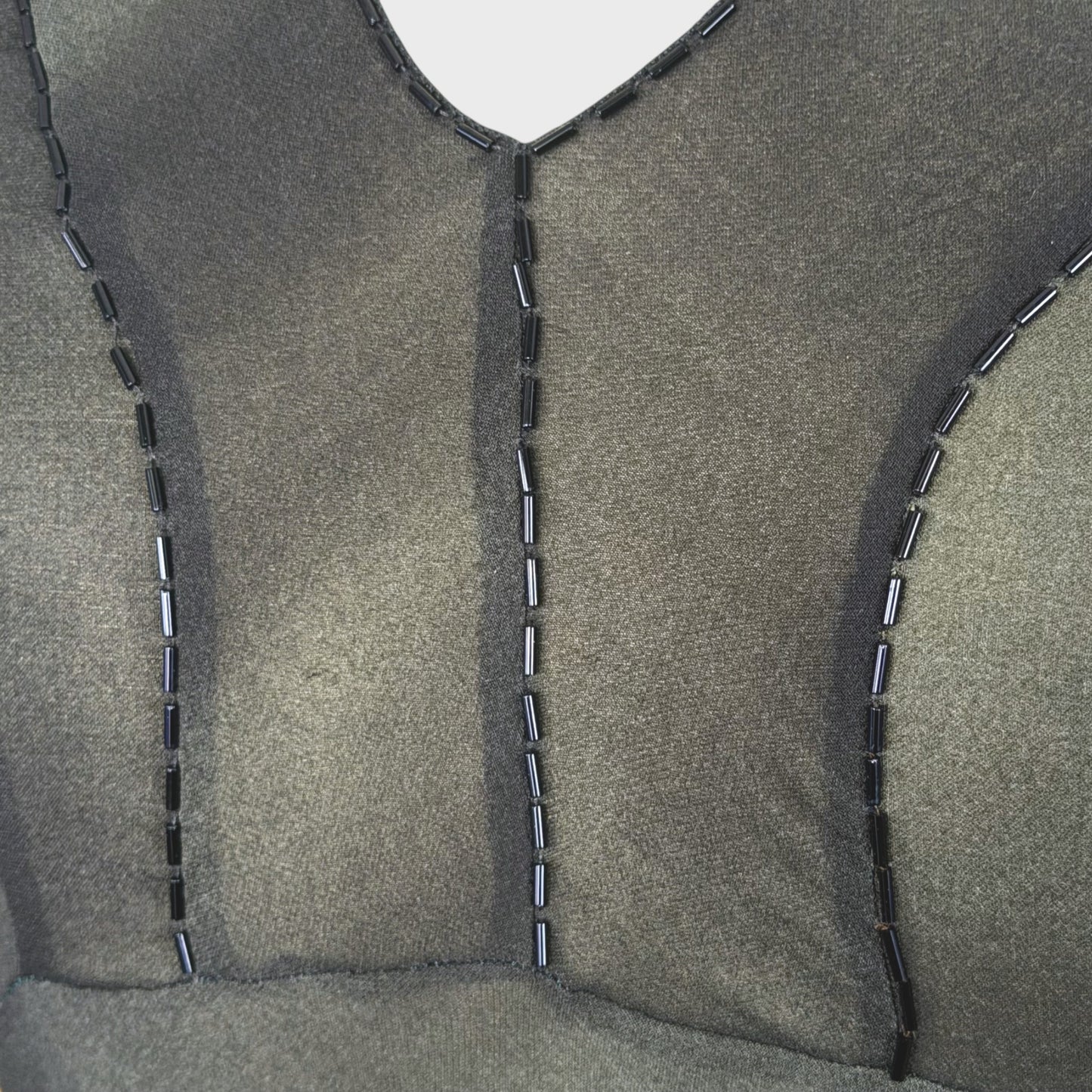 Olive Silk Beaded Runway Top Prada FW 1997 by Miucca Prada