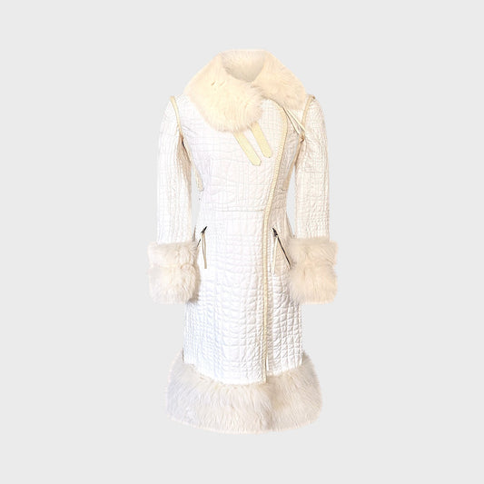 White Leather, Fox & Snake Coat Roberto Cavalli FW 2005