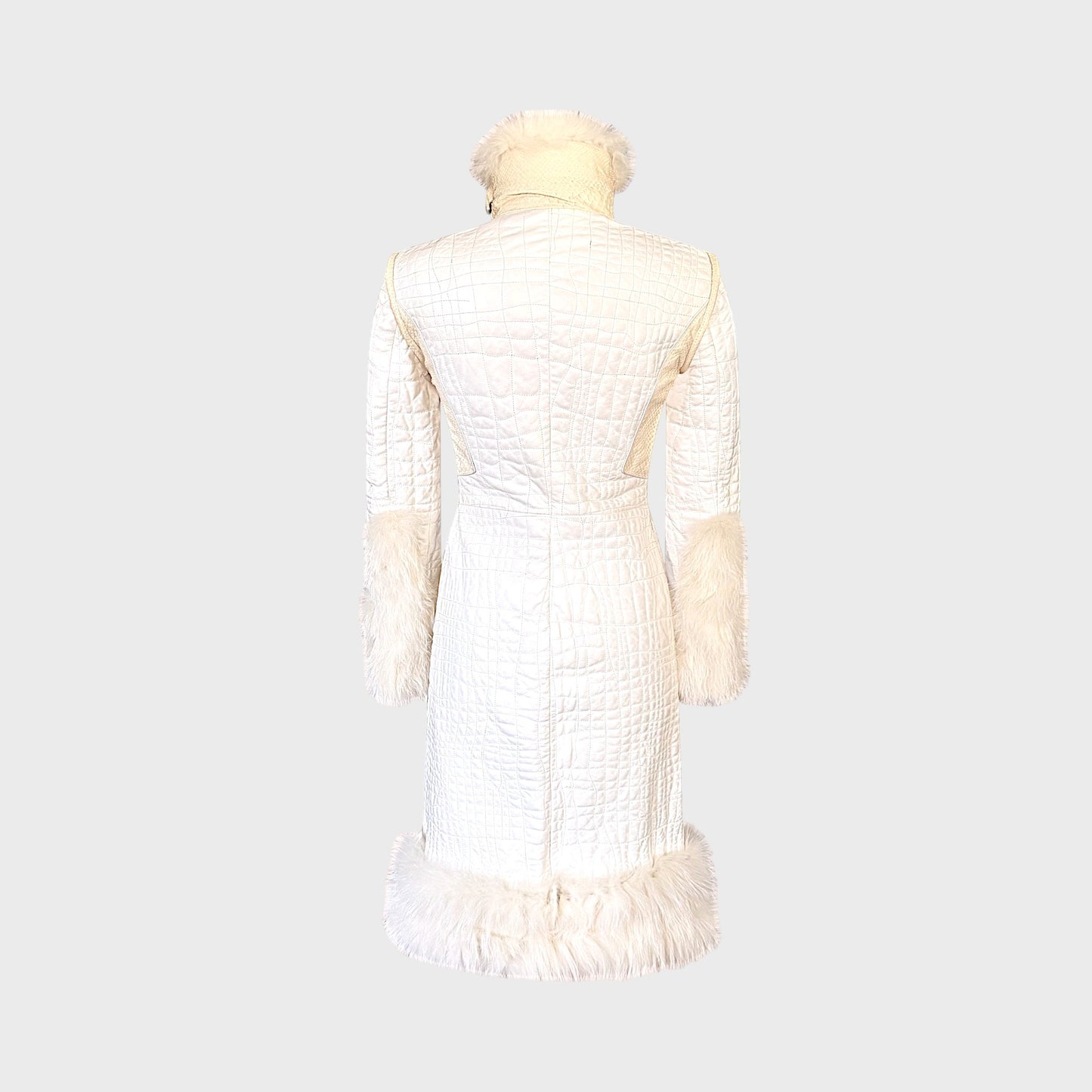 White Leather, Fox & Snake Coat Roberto Cavalli FW 2005
