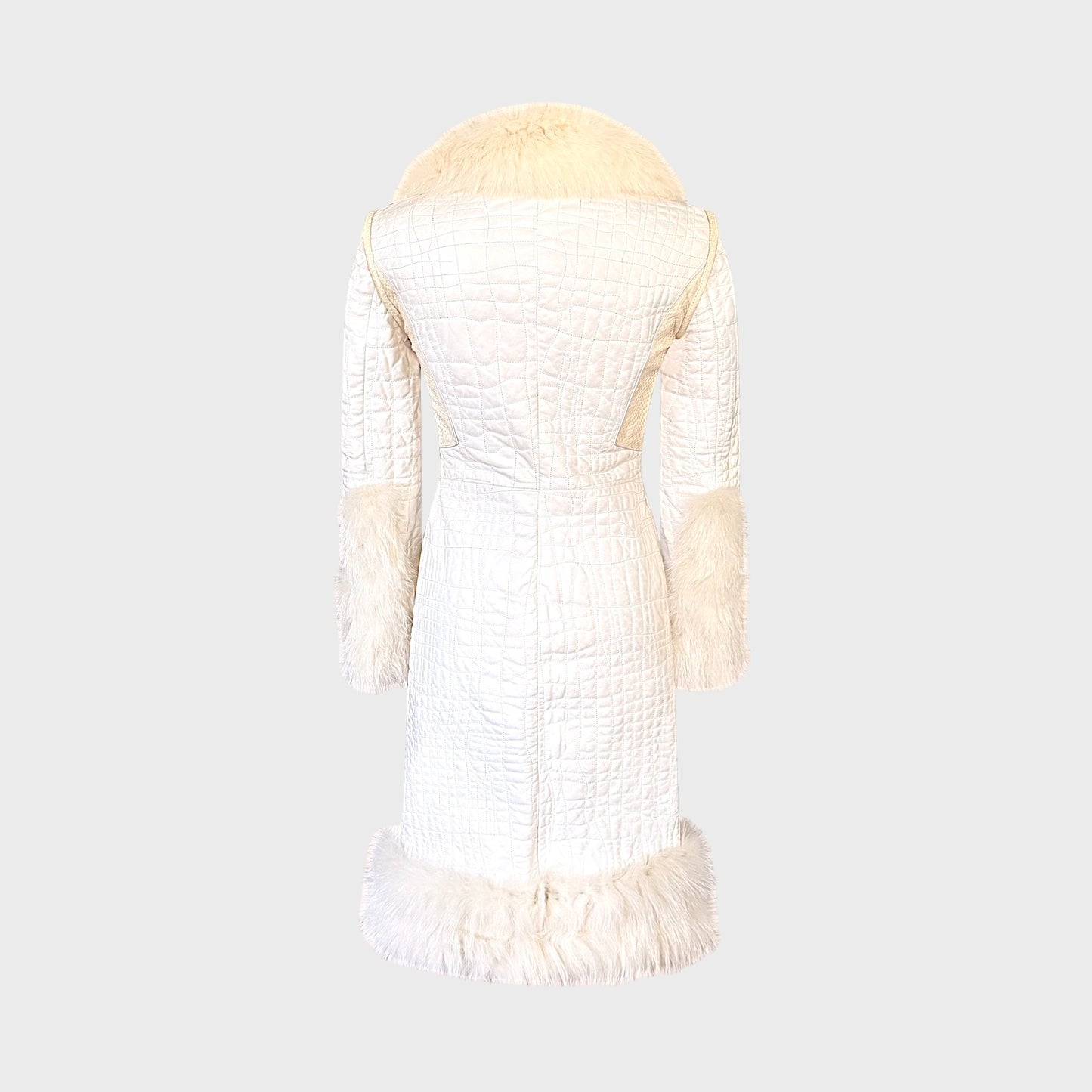 White Leather, Fox & Snake Coat Roberto Cavalli FW 2005
