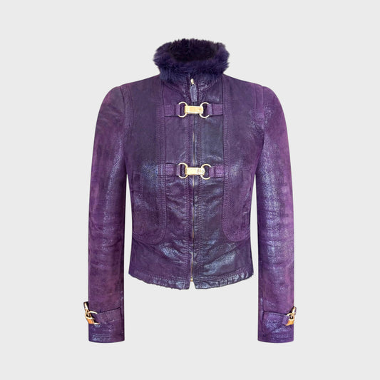 Purple Leather & Fur Jacket Gucci F/W 2006 by Frida Giannini
