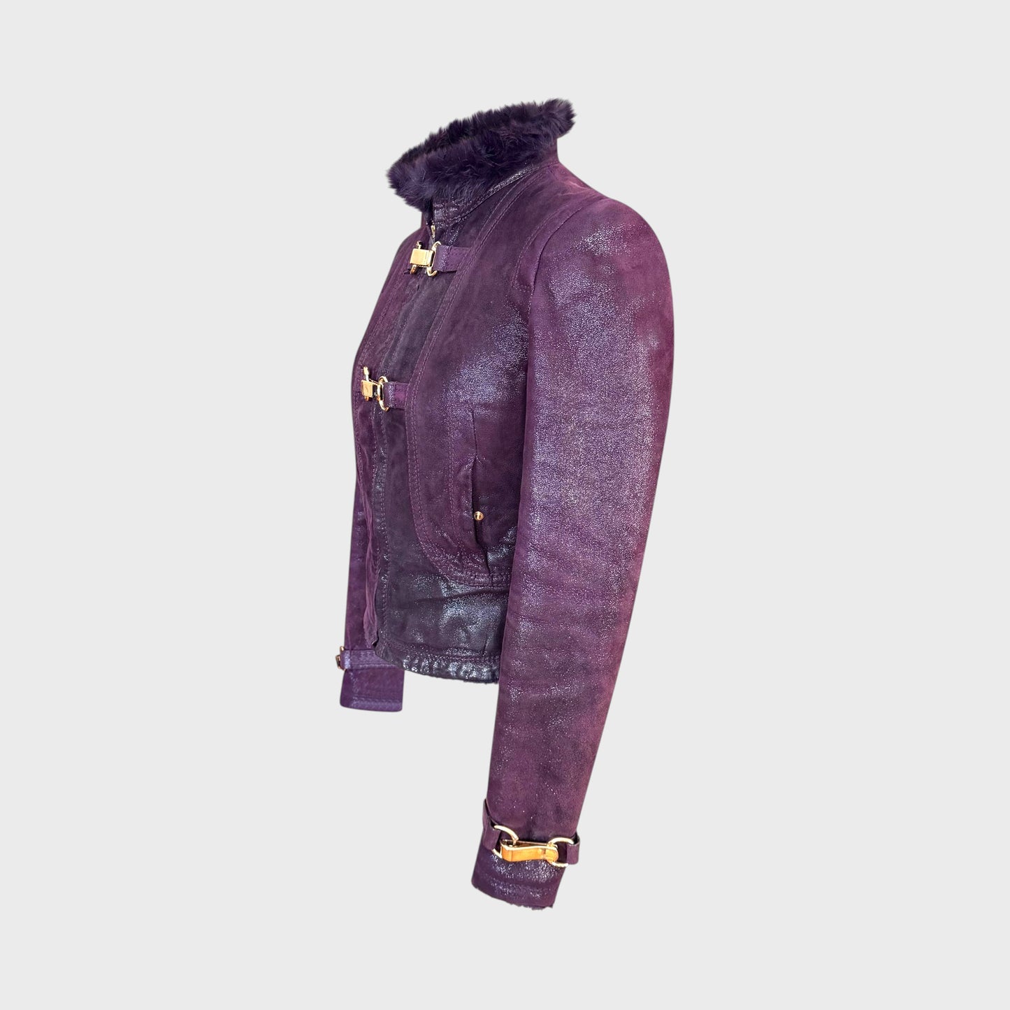 Purple Leather & Fur Jacket Gucci F/W 2006 by Frida Giannini