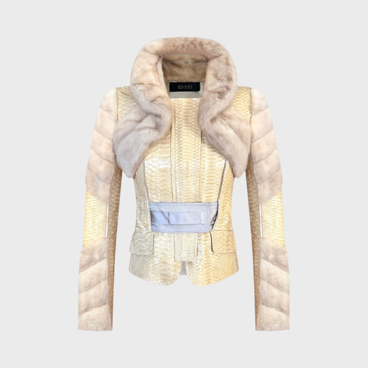Runway Beige Python & Mink Belted Jacket Gucci FW 2004 by Tom Ford