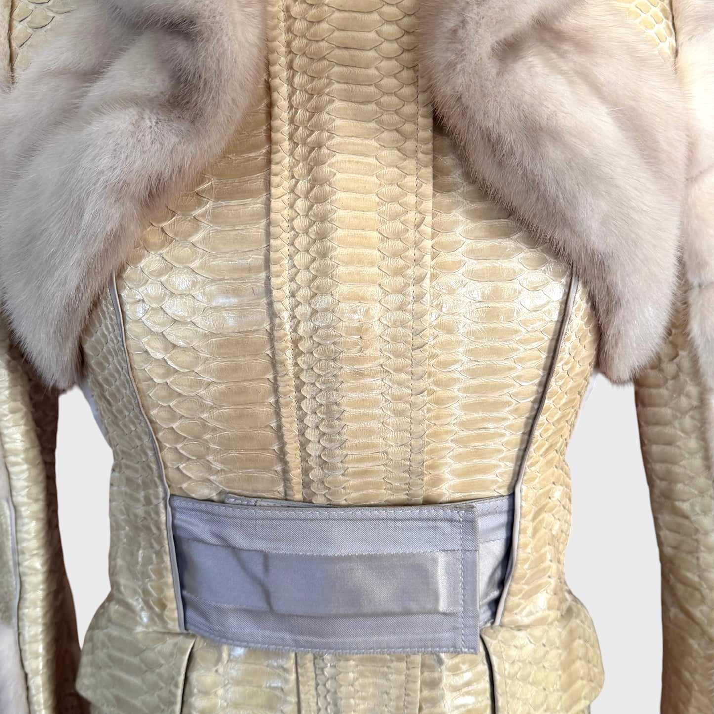 Runway Beige Python & Mink Belted Jacket Gucci FW 2004 by Tom Ford