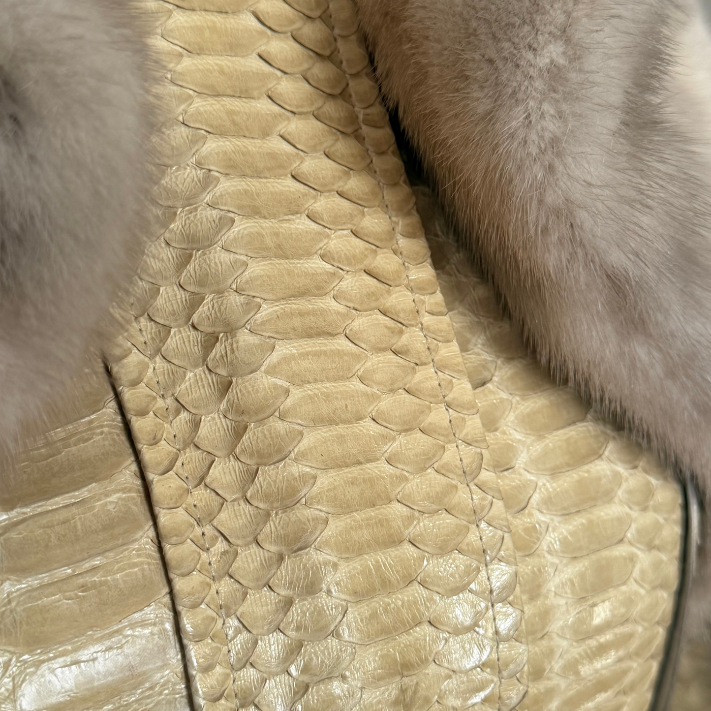 Runway Beige Python & Mink Belted Jacket Gucci FW 2004 by Tom Ford