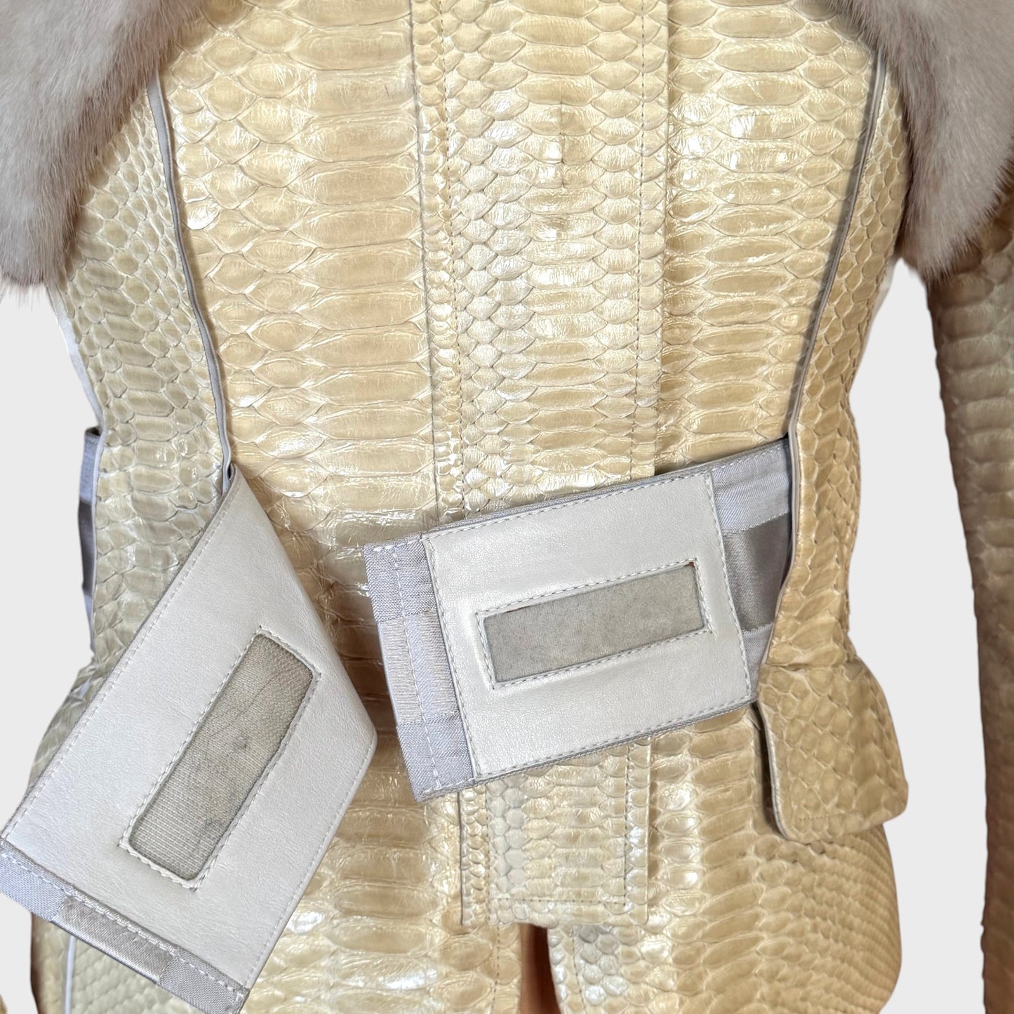 Runway Beige Python & Mink Belted Jacket Gucci FW 2004 by Tom Ford