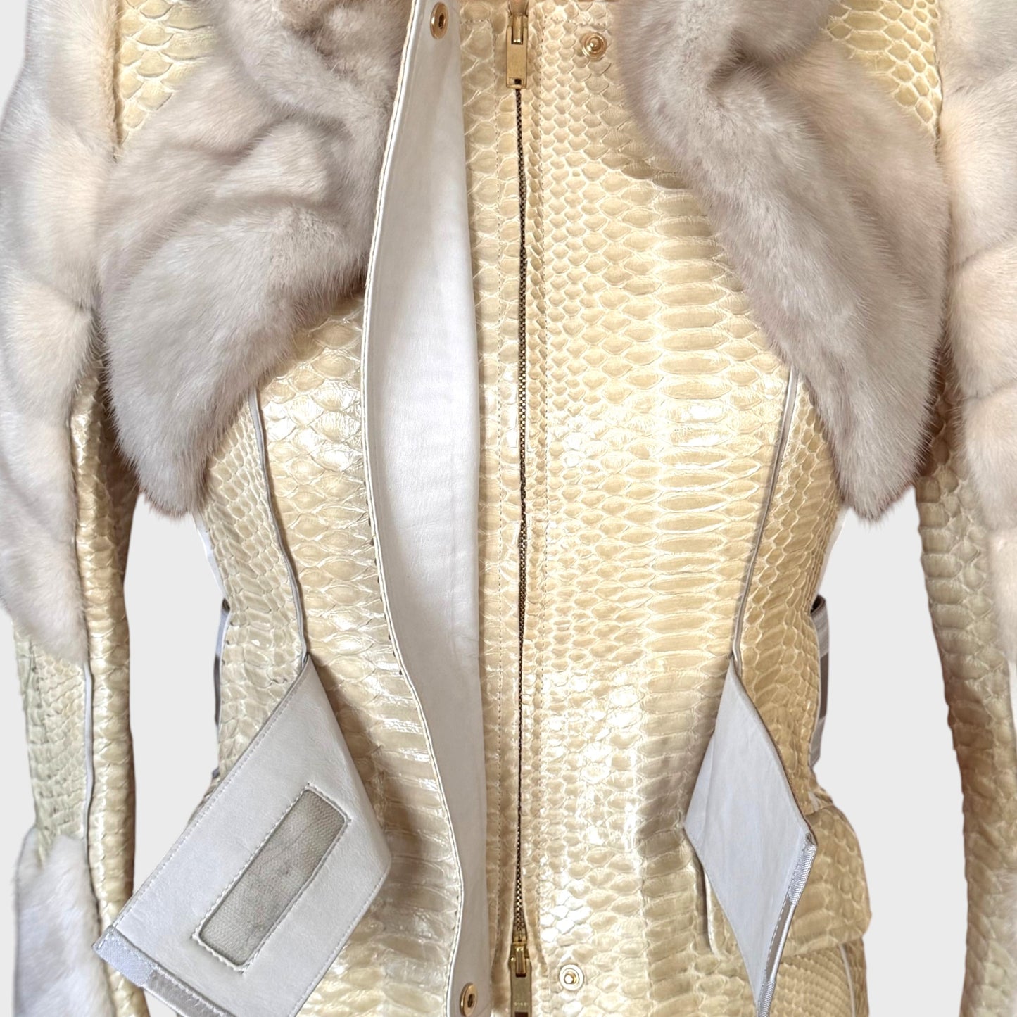 Runway Beige Python & Mink Belted Jacket Gucci FW 2004 by Tom Ford