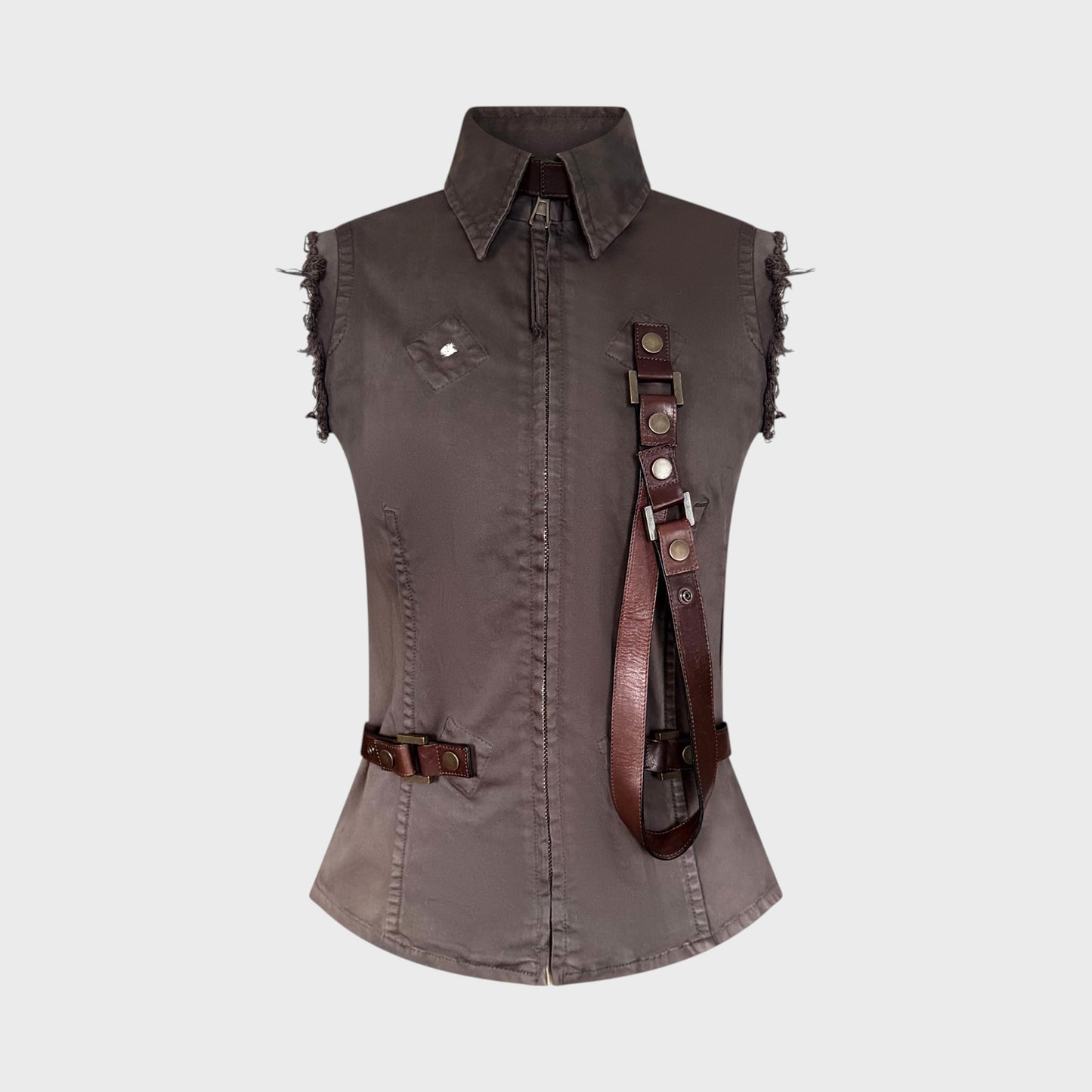 Brown Leather Strap Top Dsquared2 FW 2003