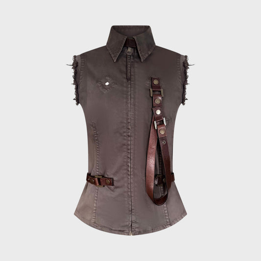 Brown Leather Strap Top Dsquared2 FW 2003