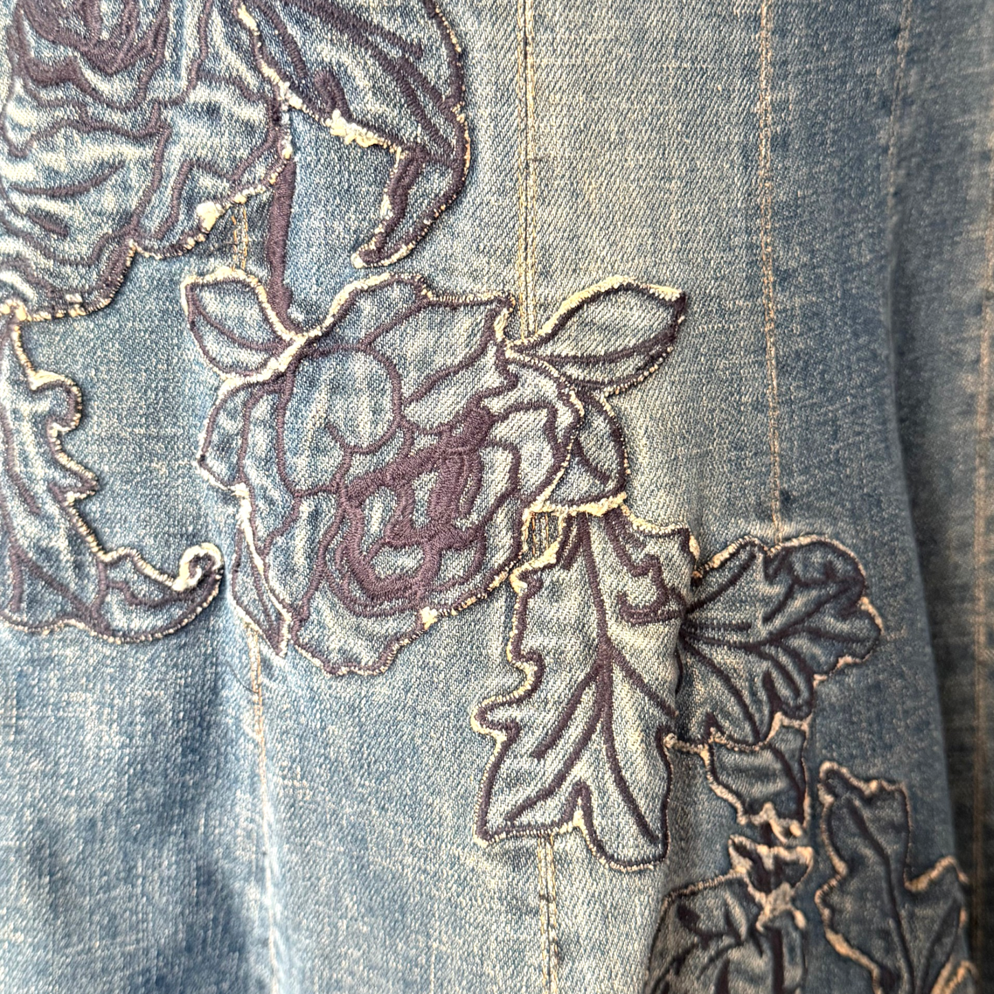 Embroidered Denim Mermaid Skirt Roberto Cavalli FW 2002