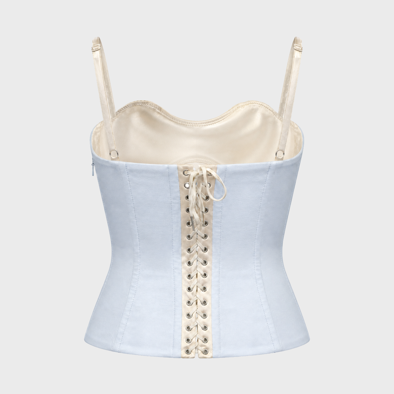 Baby Blue "Mucha" Lace-Up Corset Top Dolce Gabbana