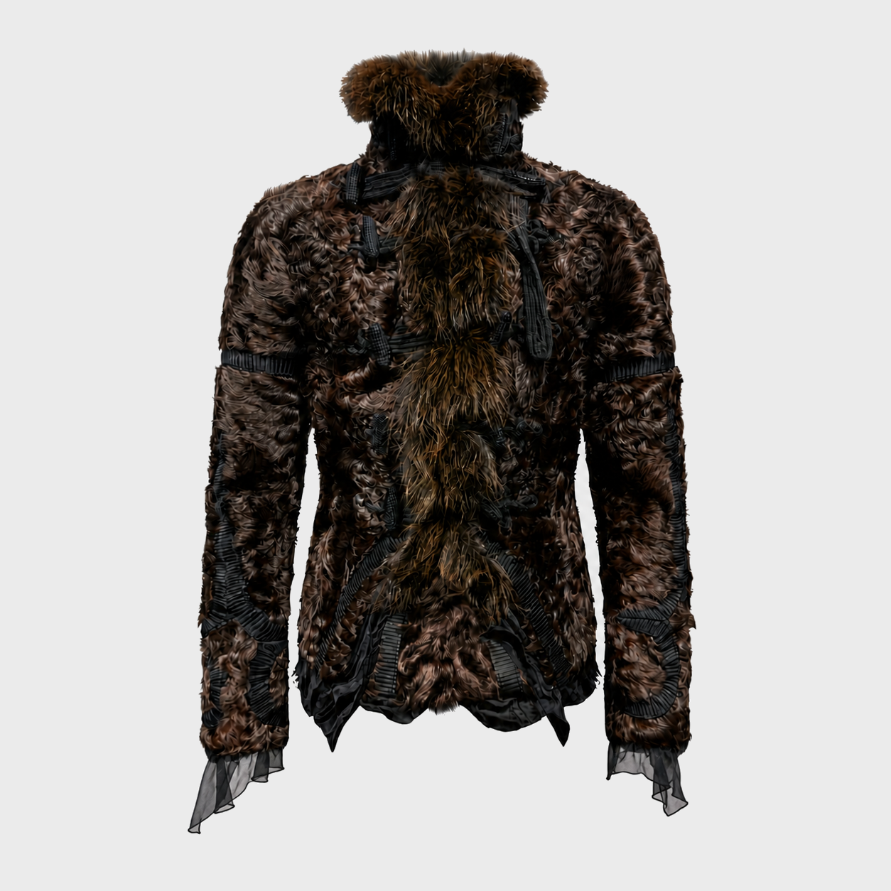 Brown Fur Corded Jacket Roberto Cavalli FW 2004