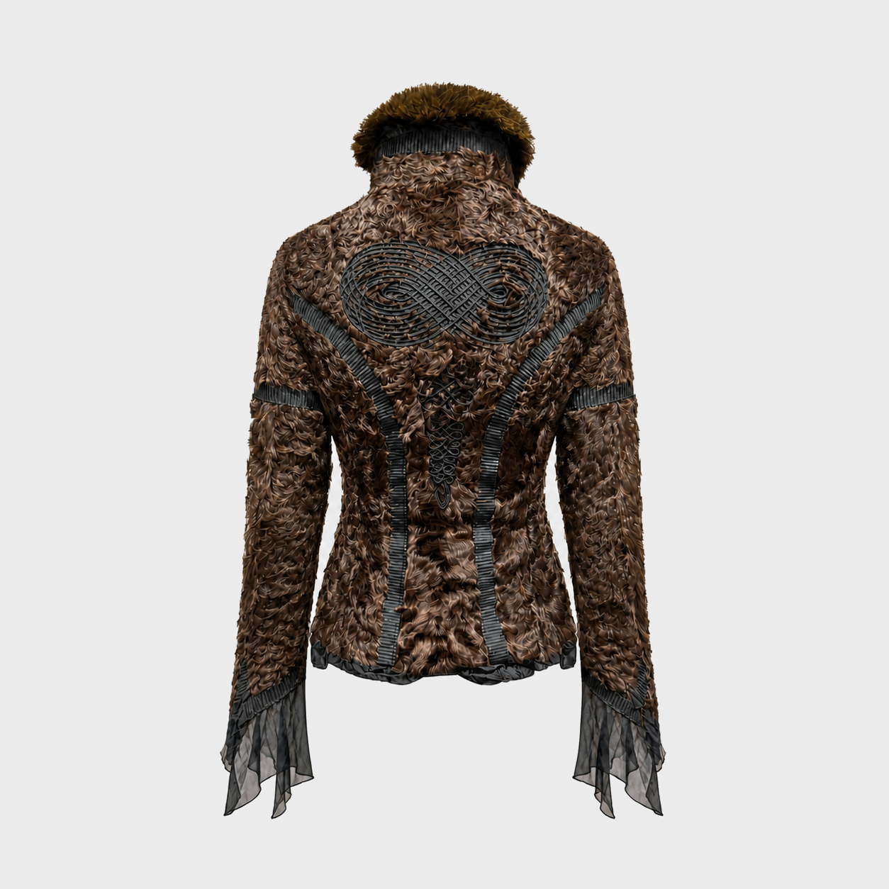 Brown Fur Corded Jacket Roberto Cavalli FW 2004