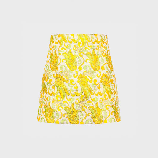 Yellow Brocade Mini Skirt Prada SS 2003